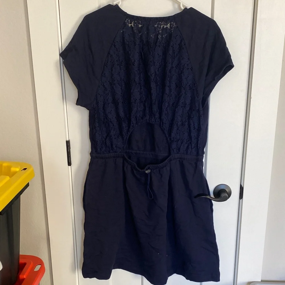 Kate Spade Dark Blue Short Sleeve Dress with lace and open back size XL